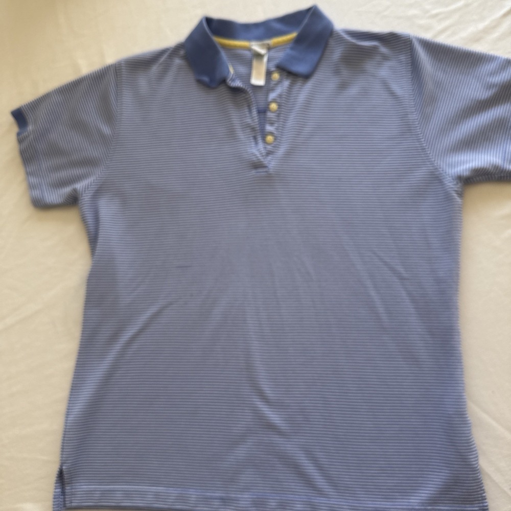 Page & Tuttle Womens Golf Polo Shirt XL Periwinkle Blue Cool Swing Striped Short